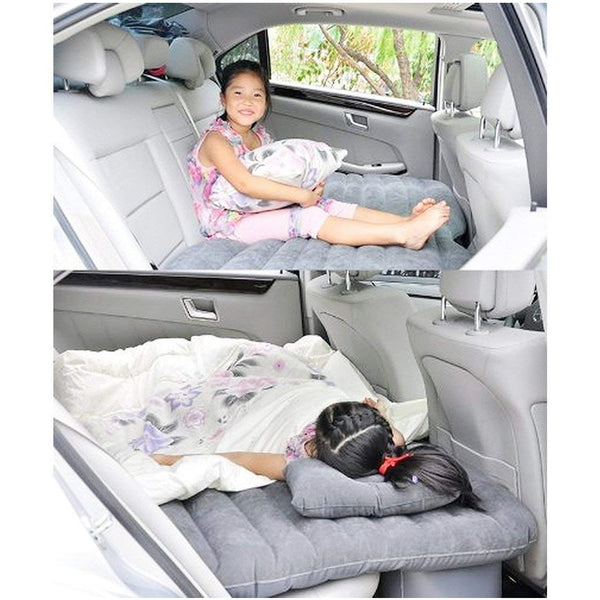 8043 Car Inflatable Bed with 2 Pillows &  Air Pump (Portable) For Travel, Camping, Vacation | Polyester Inflatable Travel Car Bed Air Sofa with Two Inflatable Pillow and Air Pump for Car Back Seat, Air Pump Random Colour